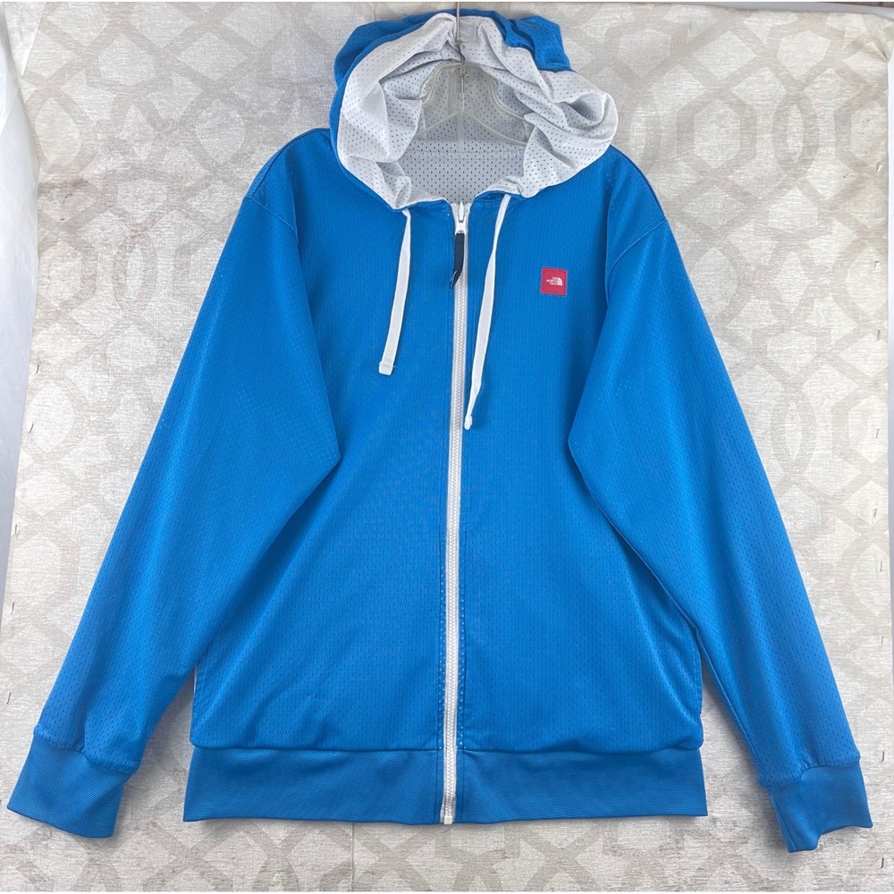 The North Face‎ Mens Reversible Mesh Full Zip Hoodie Blue White M Medium